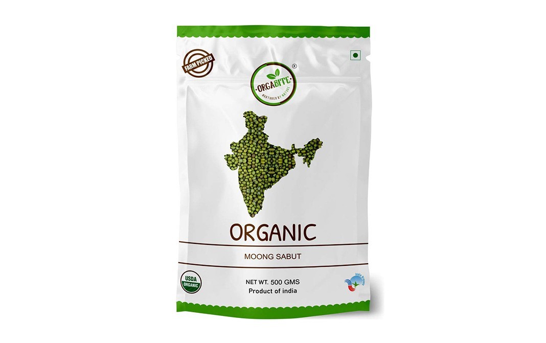 Orgabite Organic Moong Sabut    Pack  500 grams